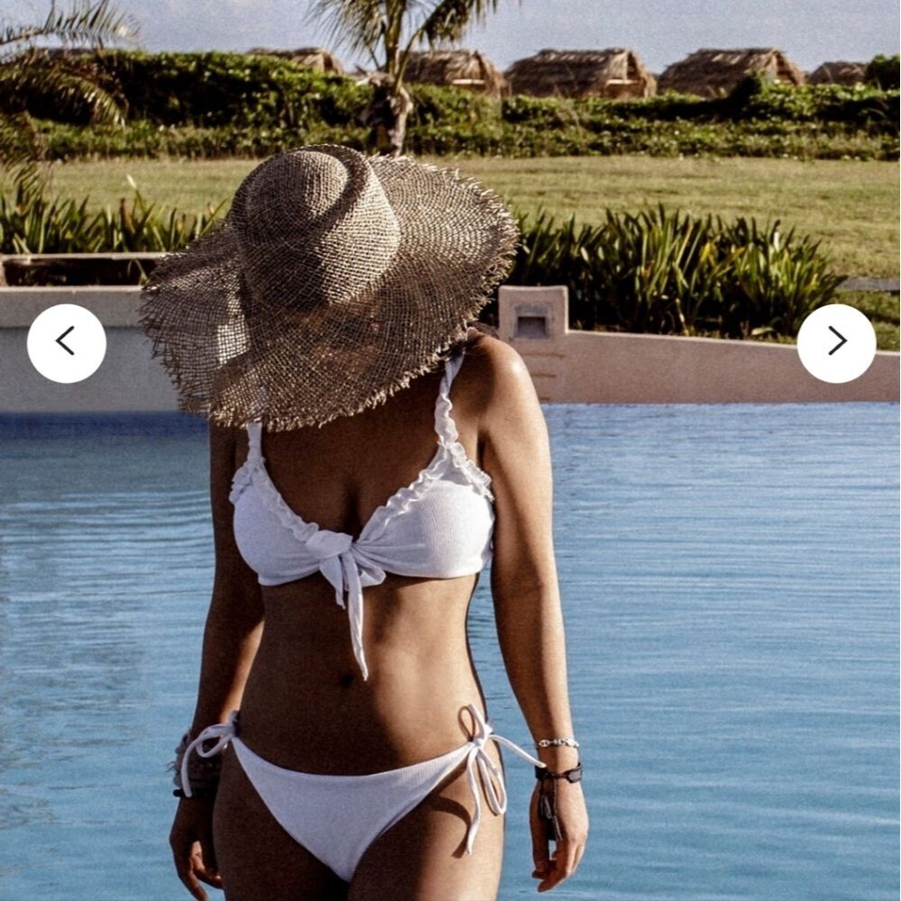 WHO WHAT WEAR French country hat with flirty green fringe. Shade your face!